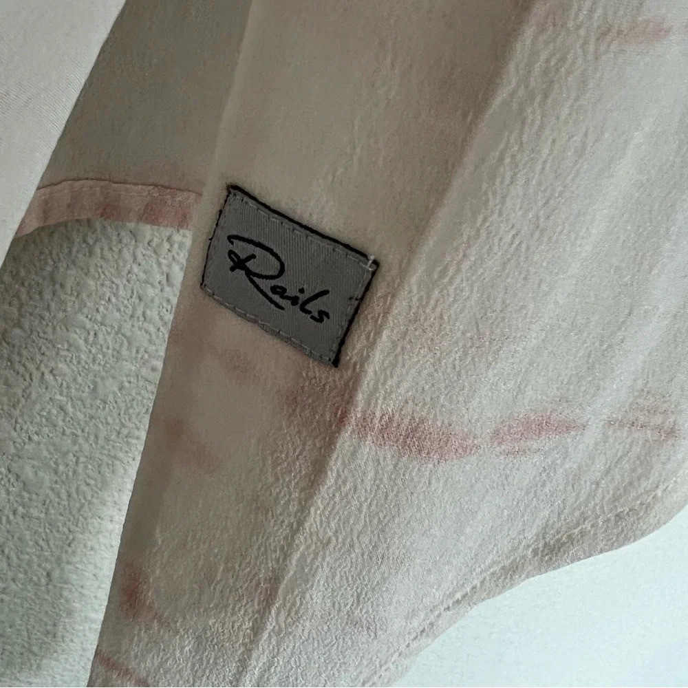 NWOT Rails Val Tie-dye Pink White Silk Button-down Shirt Tie Bottom Casual Small - Picture 9 of 14